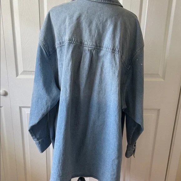 Oversized denim rhinestone jacket - Picture 6 of 10